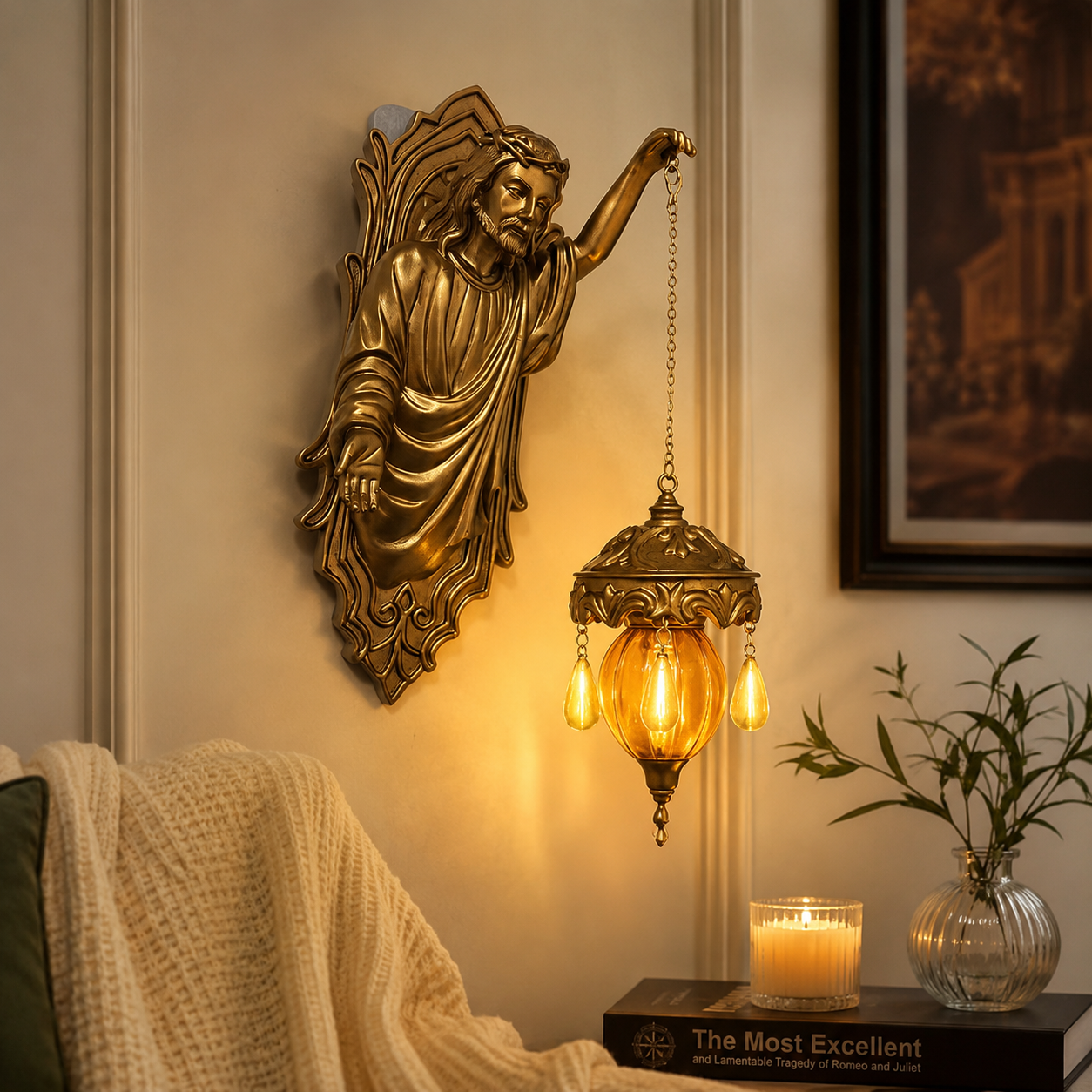 Resin Art Lamp - Lampu Dinding Putri Duyung Resin 19Cm