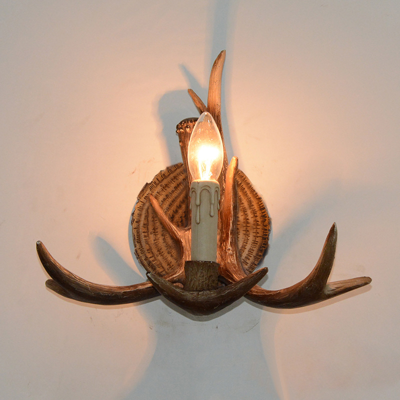 Resin Art And Wood - Lampu Dinding Seni Tanduk Antik Lampu