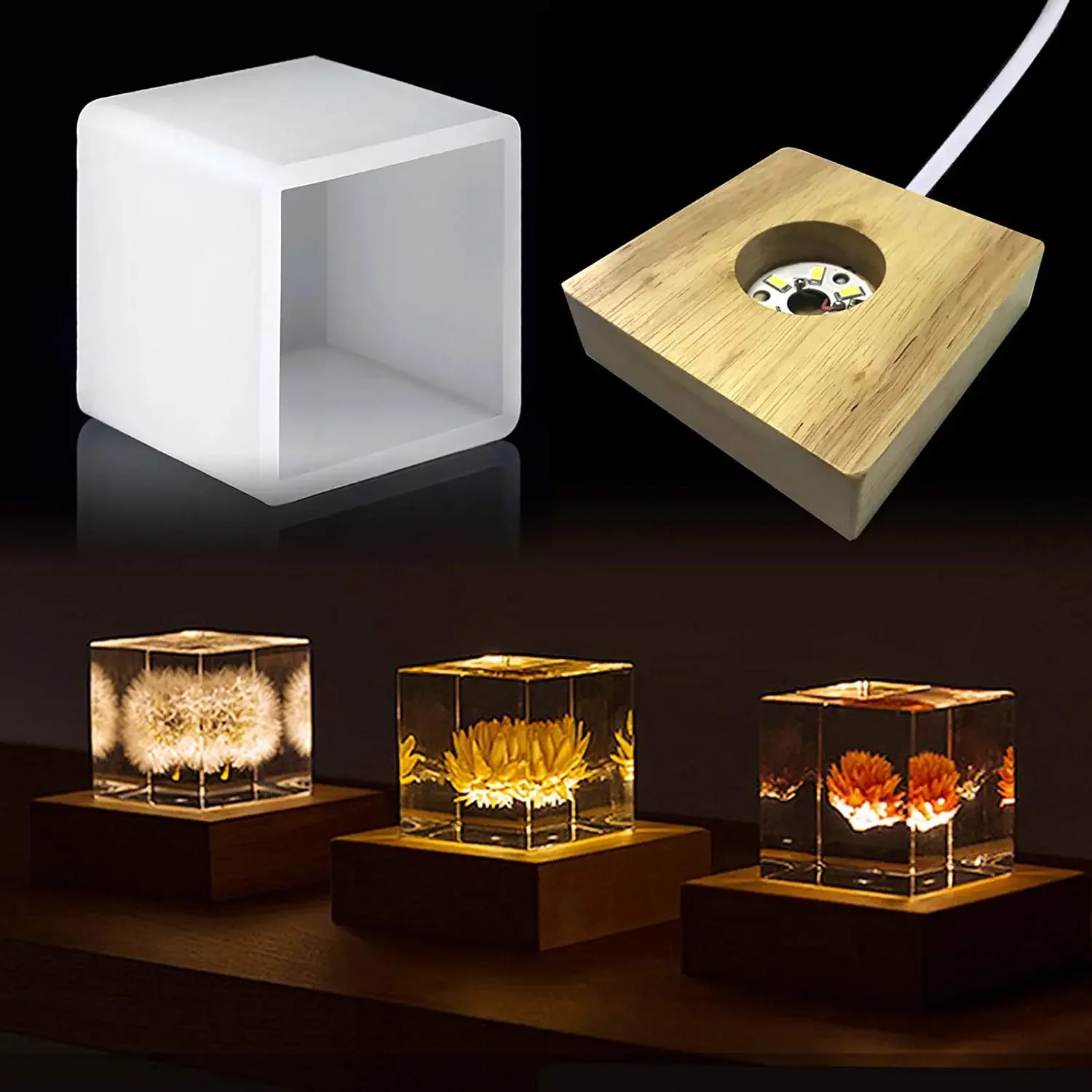 Resin Art And Wood - Cetakan Resin cahaya persegi, cetakan silikon