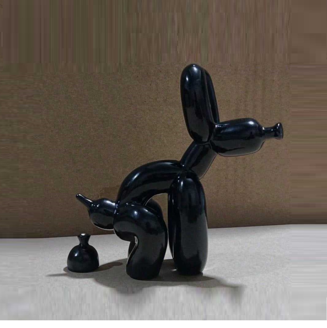 Resin Art And Wood - Patung Dekoratif Hewan Anjing Balon Jongkok