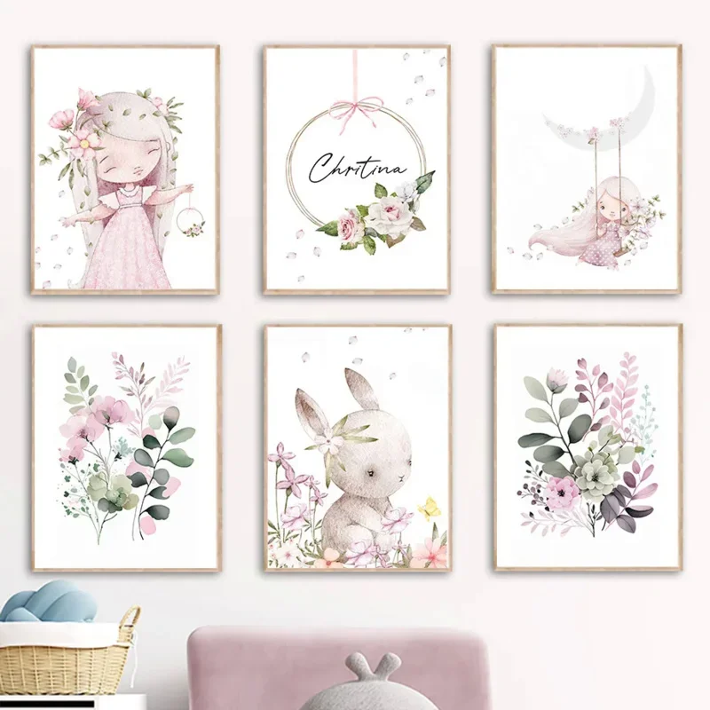 Resin Art Name - Seni Dinding Estetika Kartun Nordik Gambar