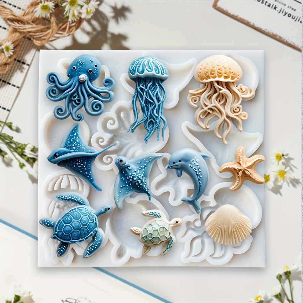 Resin Art Clay - Cetakan Silikon Hewan Laut Gurita Ubur-ubur