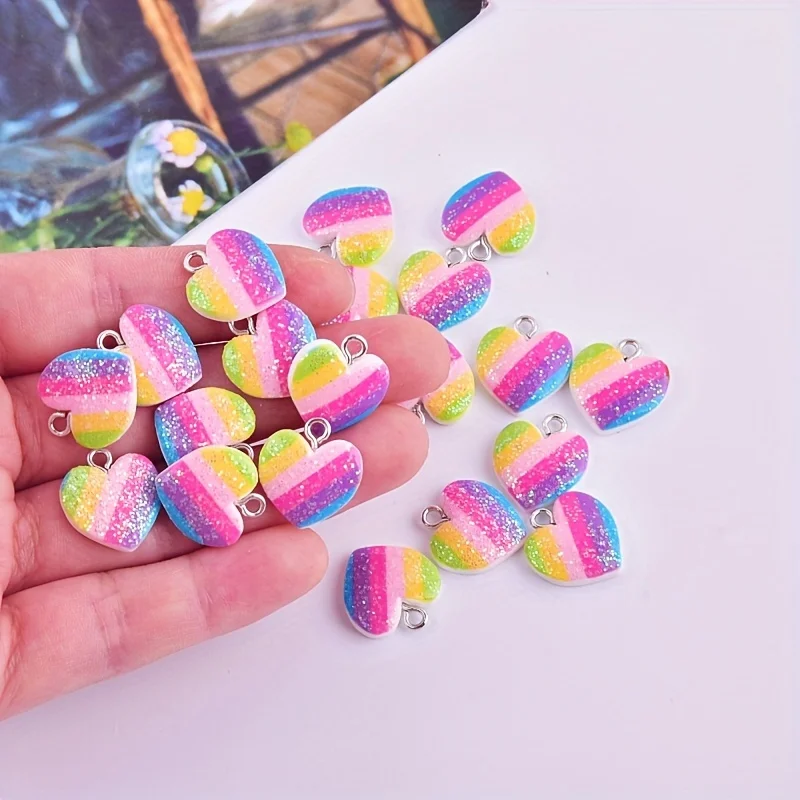 Resin Art Supplies Near Me - 10 Buah Liontin Resin Hati Warna-warni