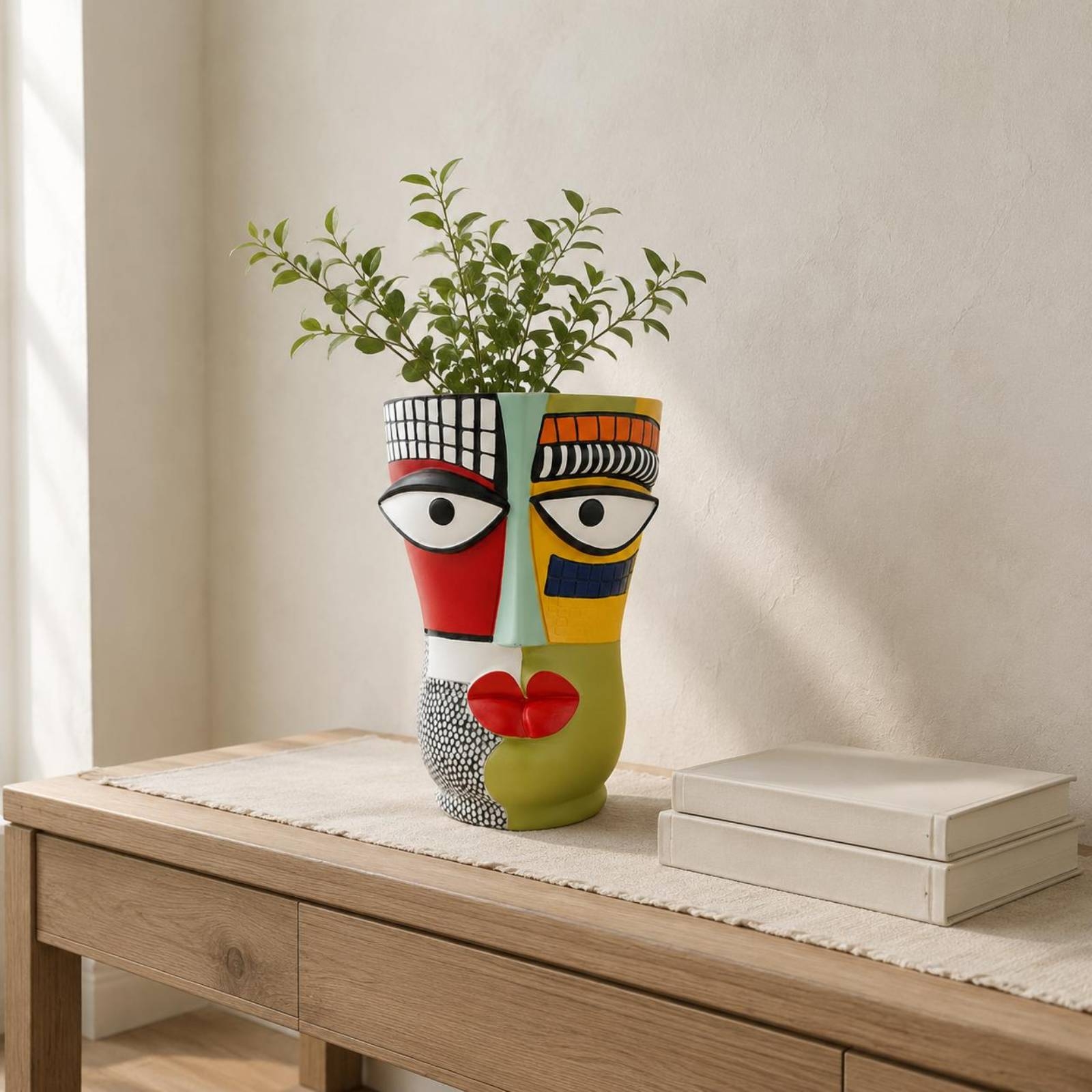 Resin Art Unique Ideas - Pot Bunga Wajah Abstrak Unik Berwarna-warni,