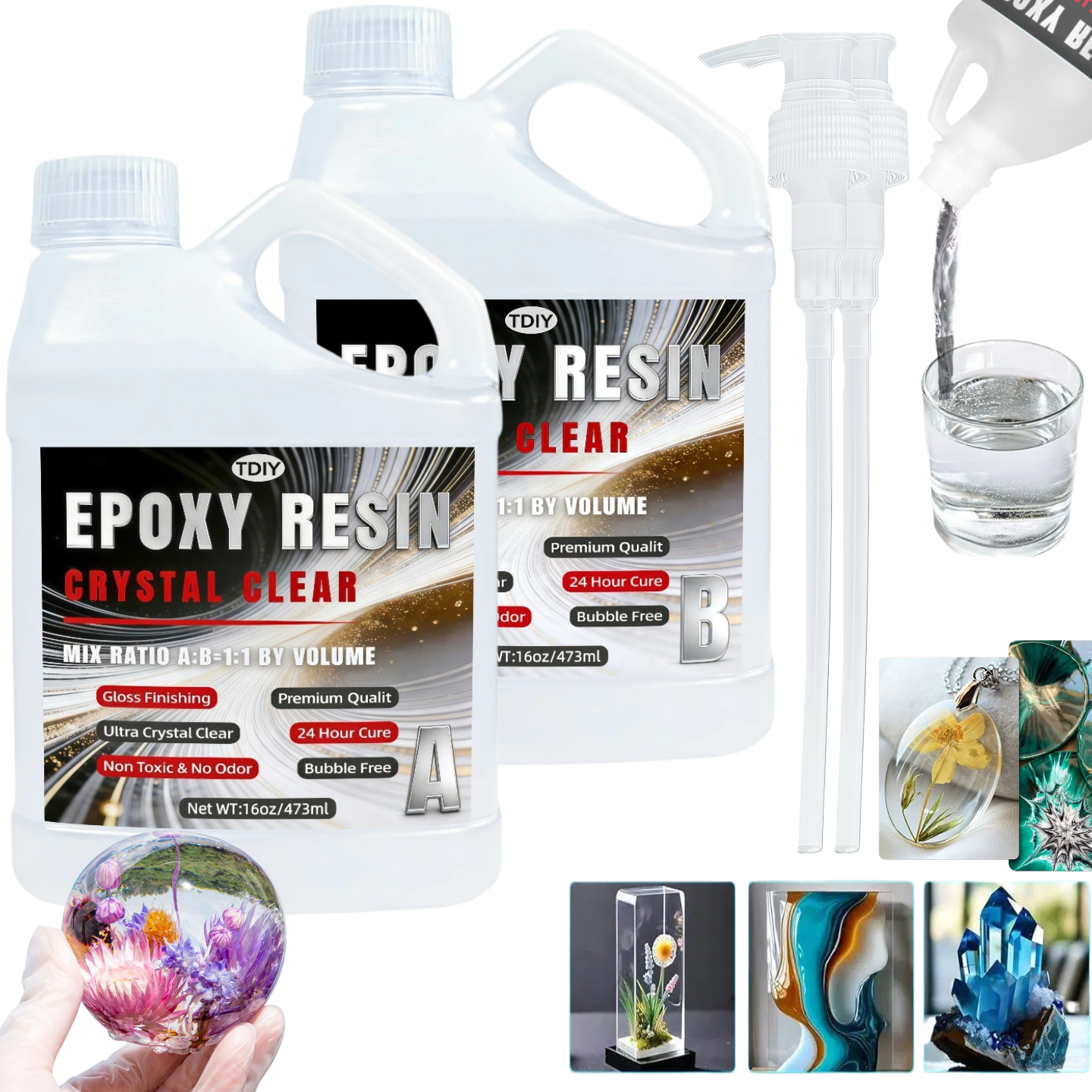 Resin Art Kit For Beginners - Kit Resin Epoxy Kristal Jernih 1:1,