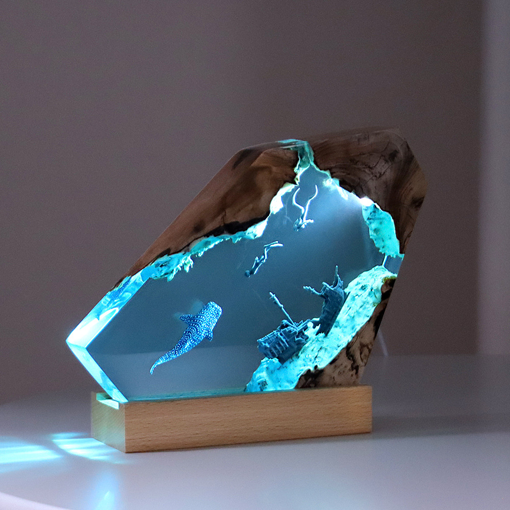 Resin Art Table Top - Lampu meja kantor kamar tidur dalam