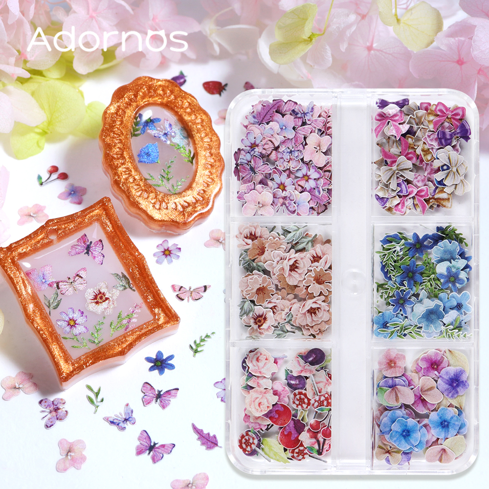 Resin Art And Wood - 180 Buah/Kotak Kepingan Bunga Bubur Kayu