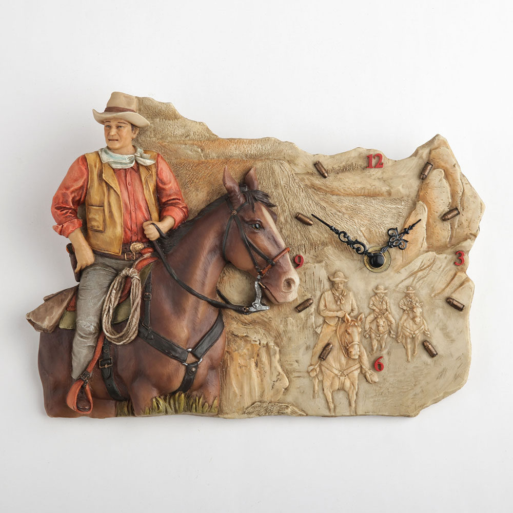 Resin Art Clock - Jam Dinding Relief Kuda Koboi Barat