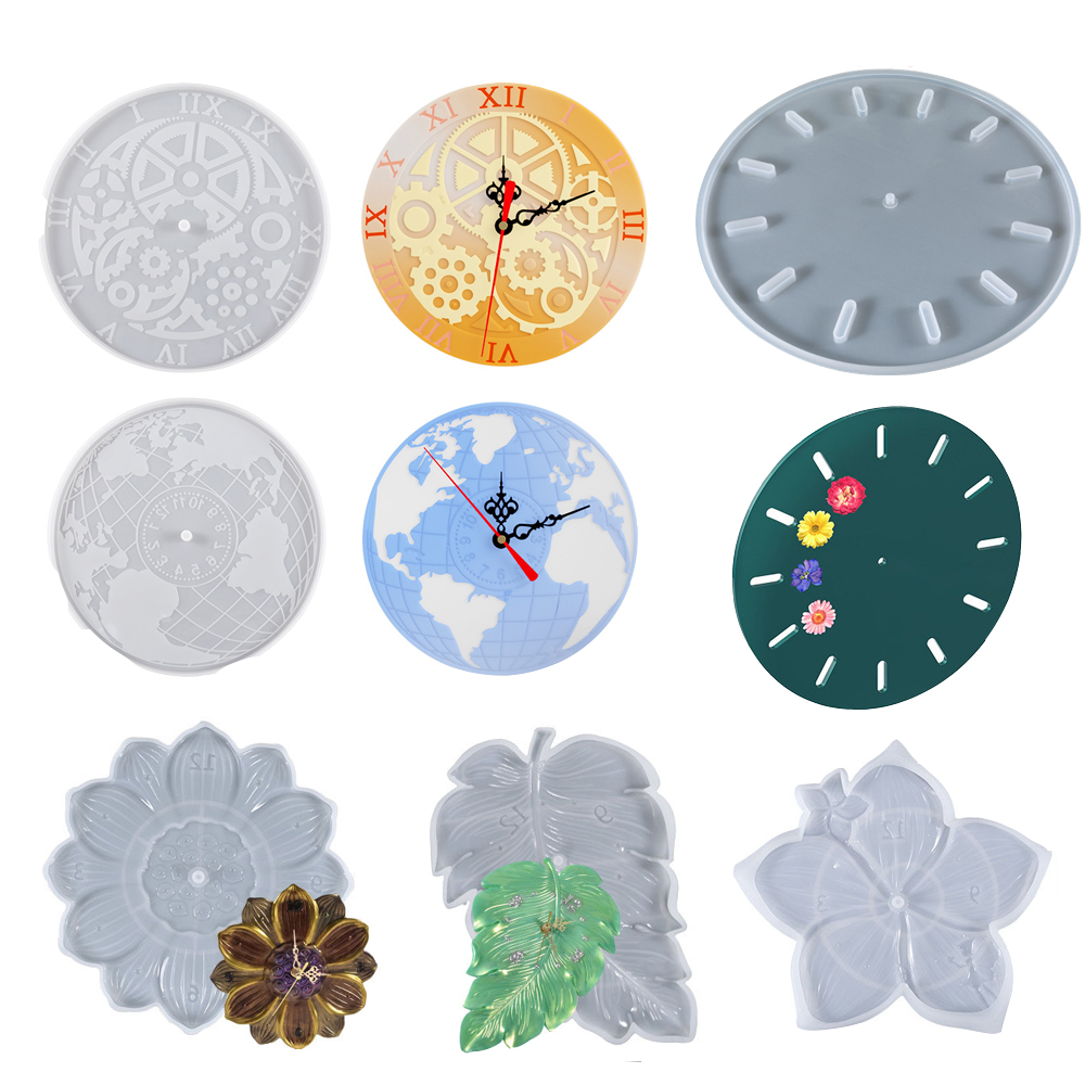 Resin Art Clock - Peta Dunia Daun Teratai Jam Sakura