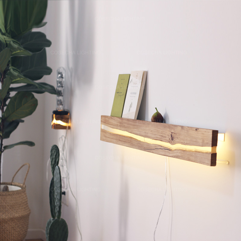 Resin Art And Wood - Lampu Dinding Retak Kayu Alami Lampu