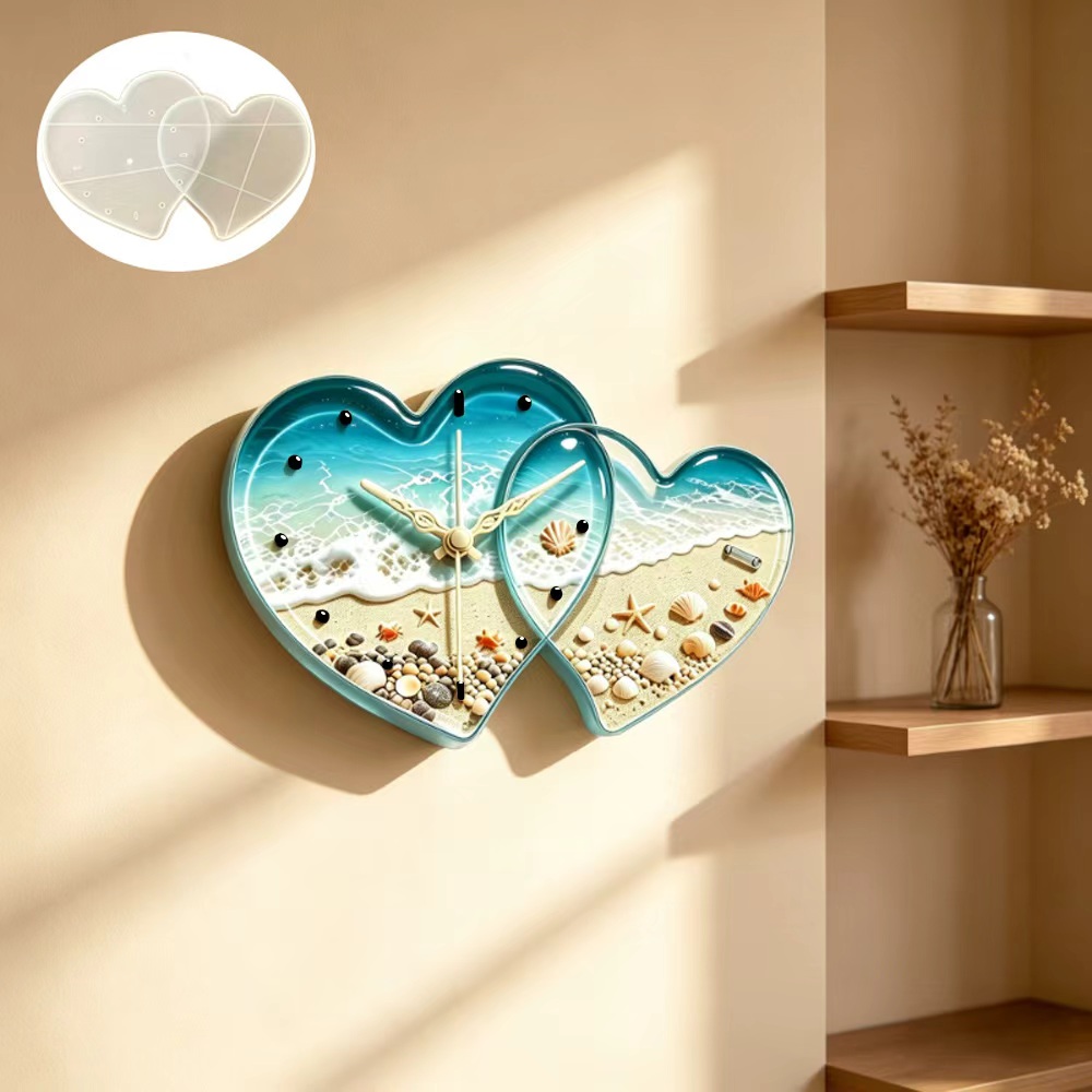 Resin Art Clock - Cetakan resin silikon jam bentuk hati