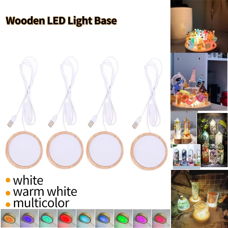 Resin Art And Wood - Alas Lampu Malam LED 3D Dekoratif