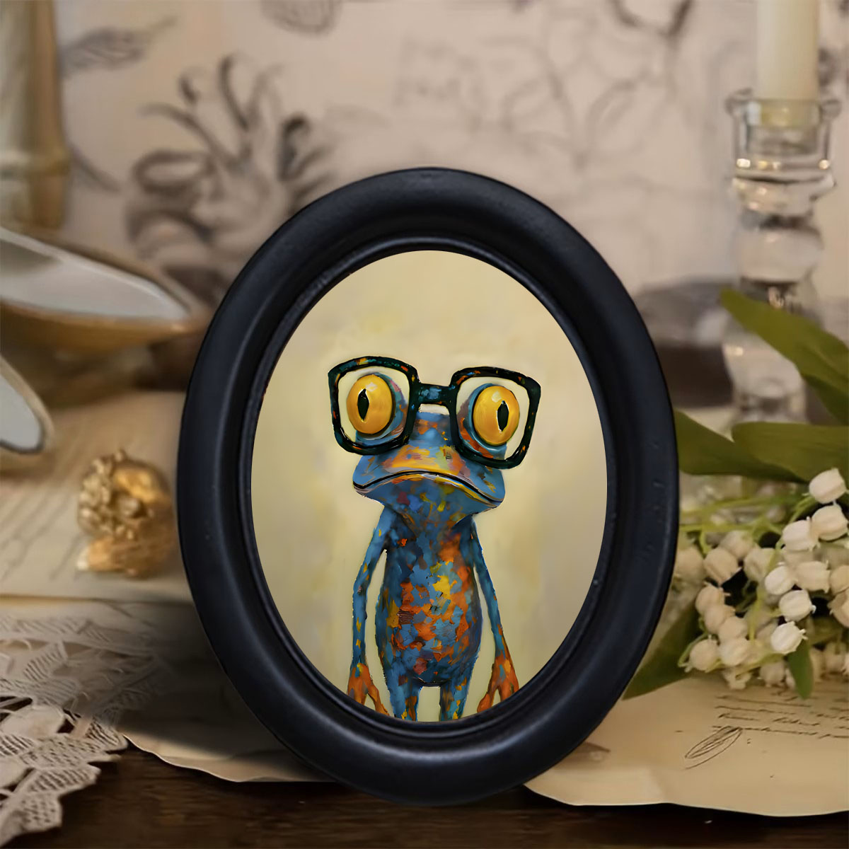 Resin Art Frame - 1 Buah Dekorasi Dinding Bermotif Katak