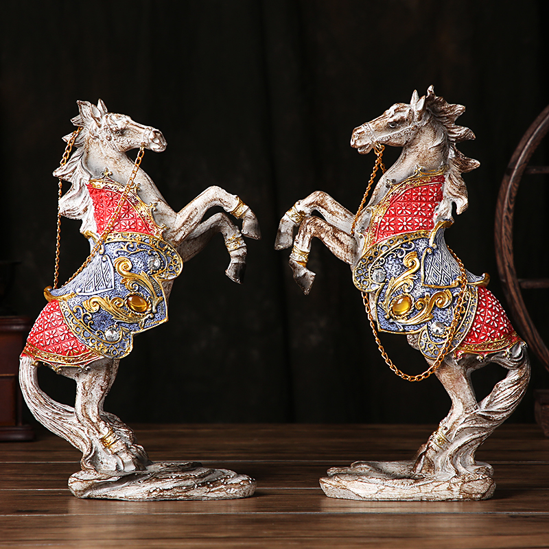 Resin Art Table Top - Patung Kuda Garda Kerajaan Antik Resin,