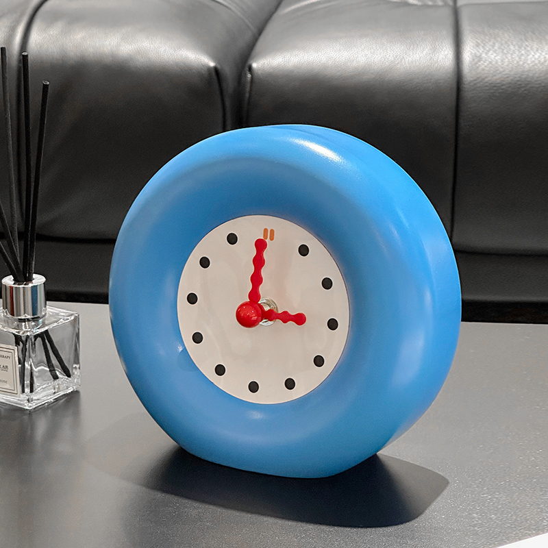 Resin Art Clock - Jam Meja Seni Modern Dopamine, Hiasan