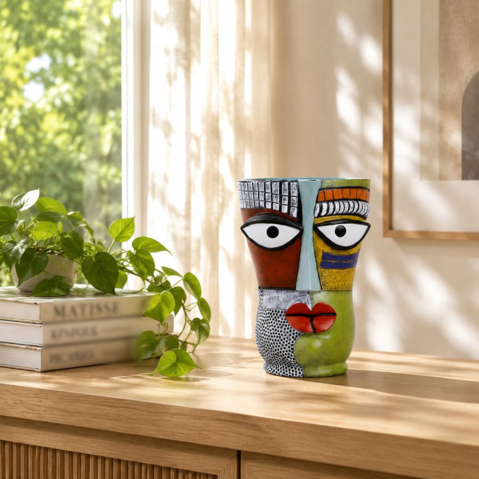 Pot Bunga Wajah Abstrak Unik B - Resin Art Unique Ideas ulasan dan harga
