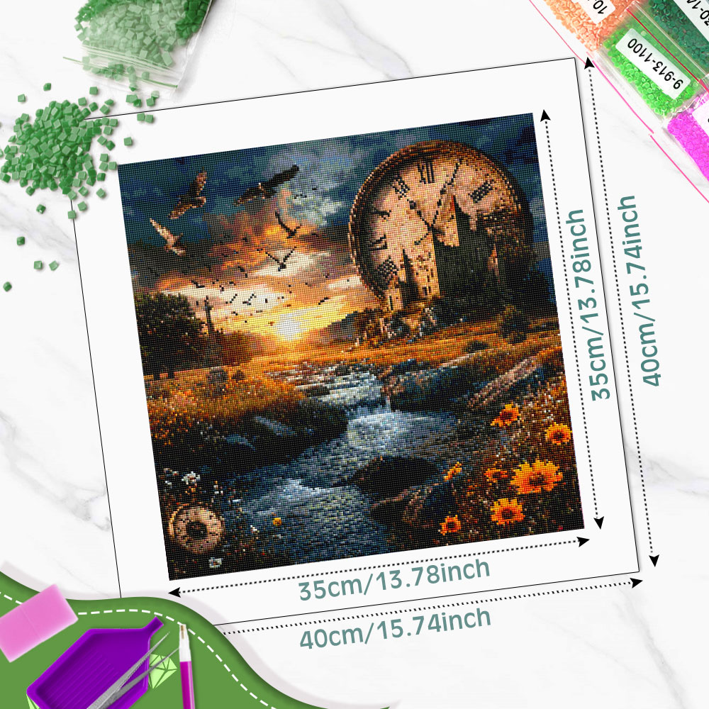 Lukisan Berlian Huacan Kastil  - Resin Art Clock ulasan dan harga