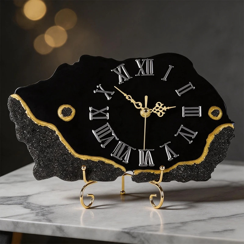 Jam Resin Kristal Hitam Berpin - Resin Art Clock ulasan dan harga