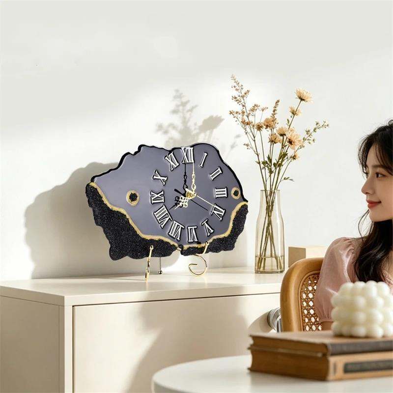 Jam Resin Kristal Hitam Berpin - Resin Art Clock ulasan dan harga