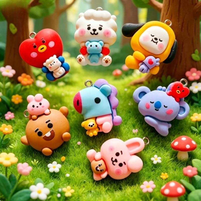 7pcs BT21 Resin Kartun Charm A - Resin Art Supplies Near Me ulasan dan harga