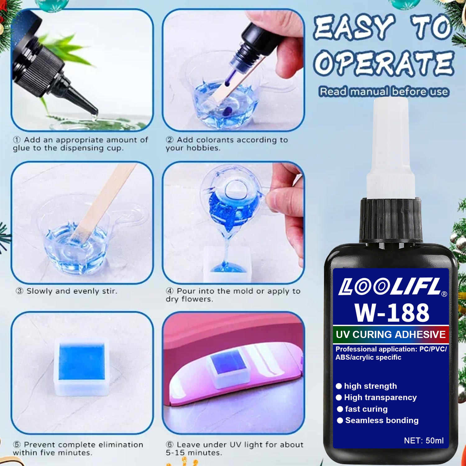LOOLIFL 188 Lem Resin UV Kuat  - Resin Art Lamp ulasan dan harga